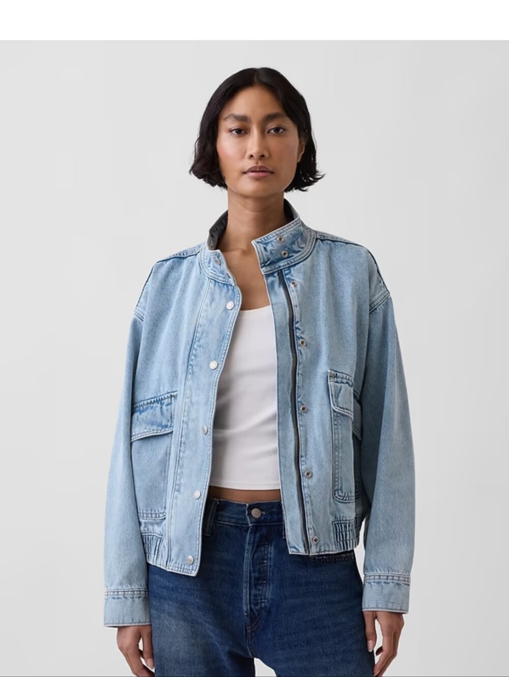 GAP Oversized Denim Bomber Jacket
